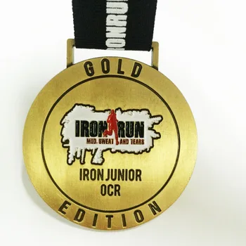 

Custom made medal with sandblasting background Customized sports event medal with cotton ribbon--50.8mm diameter-100pcs