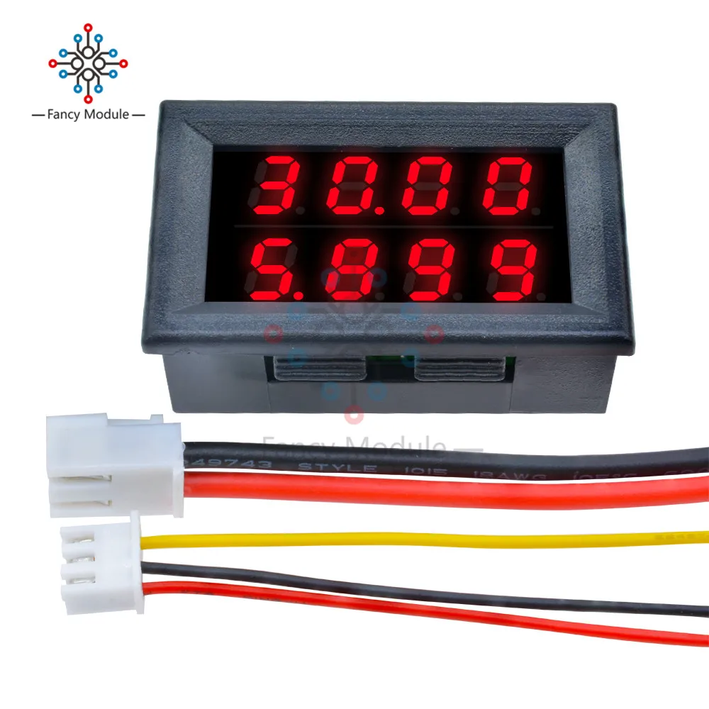 Цифровой вольтметр Амперметр DC100V/200V 10A красный синий 4 битный двойной