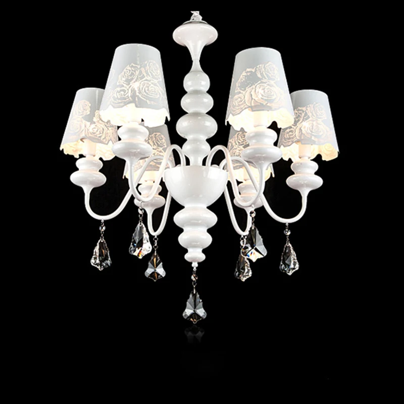 

Chandelier metal Lamp for bedroom white metal Shade led bulb crysyal chandeliers