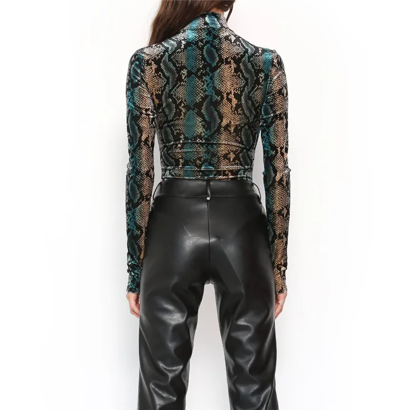 Gtpdpllt snake skin grain Print Bodysuit Women Tops Long Sleeve Autumn Winter Turtleneck Slim Bodysuits Rompers Womens Jumpsuits Gtpdpllt snake skin grain Print Bodysuit Women Tops Long Sleeve Autumn Winter Turtleneck Slim Bodysuits Rompers Womens Jumpsuits