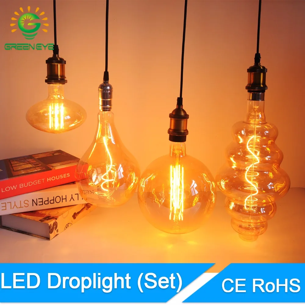 

GreenEye Filament pendant light Retro Edison Light led Bulb Vintage Incandescent Bulb Edison Lamp E27 220V Aluminum Lamp Head