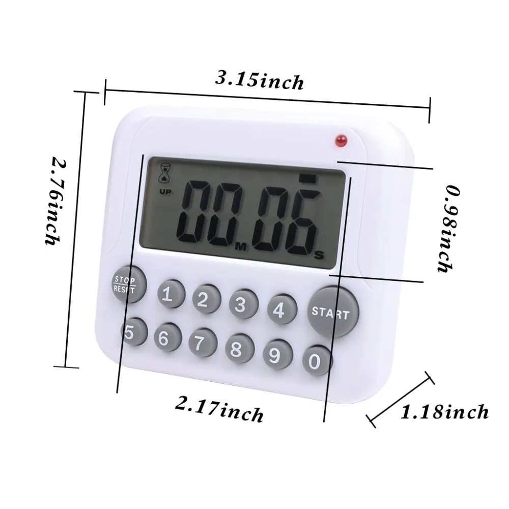 Цифровой кухонный таймер, обратный отсчет таймер приготовления пищи с магнитом назад и клип громкий сигнал тревоги большие цифры быстро считываются