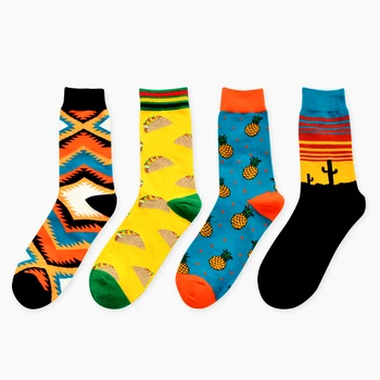 

Pizza Pineapple Autumn Winter New HAPPY SOCKS Socks Literary Abstract Stock Personalized Cotton Socks Funny Women Men's Socks
