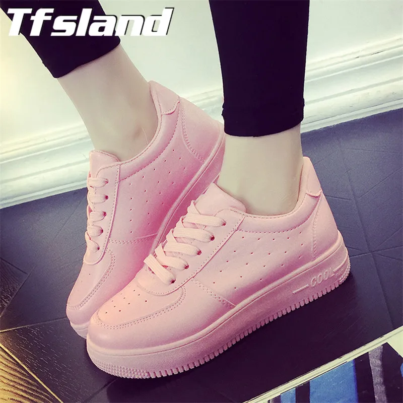 Tfsland/Женская дышащая белая теннисная обувь на платформе; Feminino chaussure femme; zapatos mujer Basket; кроссовки; Рождественский подарок