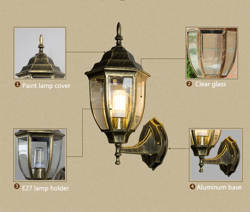 Европейский уличный алюминиевый настенный светильник E27 светодиодный водонепроницаемый настенный светильник для гостиницы прохода коридора сада наружная настенная вилла уличный парк