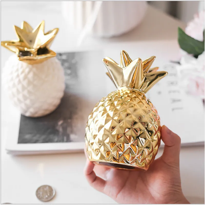 

Nordic ins plating pineapple decoration Ceramic Coin piggy bank Home decoration ornaments craft