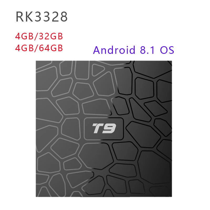 Newest Rockchip RK3328 T9 Android 8.1 Smart TV Box 4GB/32GB 64GB 1080P H.265 4K Google Player Store Smart 4K Set Top Box