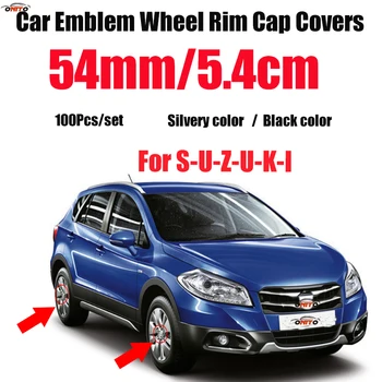 

Wholesale Price 100PCS Silvery /Black 54MM Car Styling Auto Emblem Dust-proof Wheel Rim Hub Cap Covers For Swift Alto SX4 Jimnty