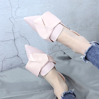 Pink Летние женские шлепанцы на плоской подошве без шнуровки; женская обувь на плоской подошве; женские сандалии с заклепками; шлепанцы; Женская рабочая обувь; женские шлепанцы розового цвета - Цвет: Pink