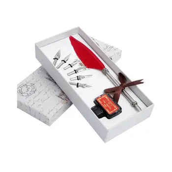 

Quill Feather Pen Set Dip Water Antique Calligraphy Writing Quill Pen Gift Quill Feather Pen Set Stainless Steel Nib R25