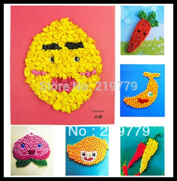 Early Learning Tissue Paper Art Stickers Fruit Vegetables DIY Handmade Crumpled Ball Craft For Early Learning Tissue Paper Art Stickers Fruit Vegetables DIY Handmade Crumpled Ball Craft For