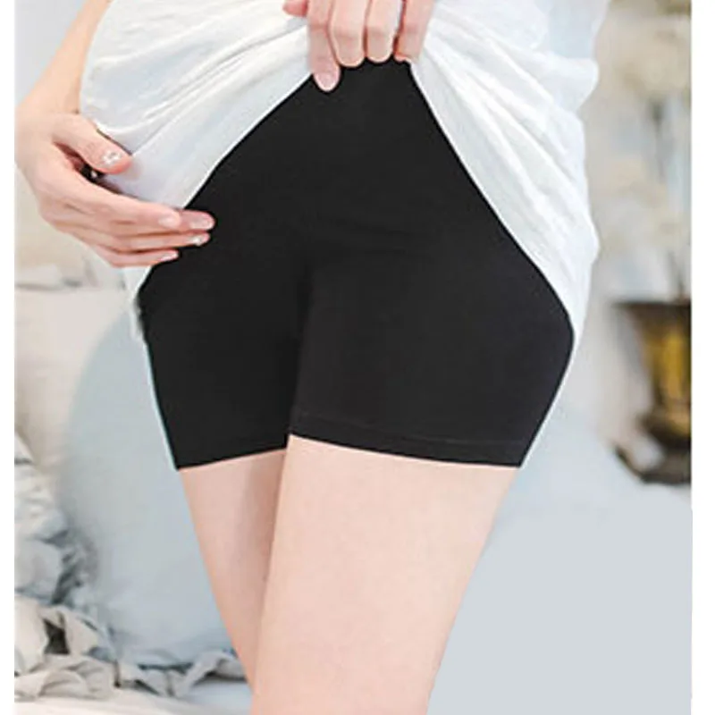 Шорты для беременных леггинсы тонкие летние Защитные шорты для платья для беременных кружевная Одежда для беременных Трусики для поддержки живота - Цвет: Black