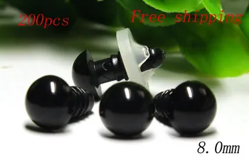 

Free shipping!!!200pcs X 8mm Black safety eyes Toy Doll Eyes For Ornament Plastic with washer/