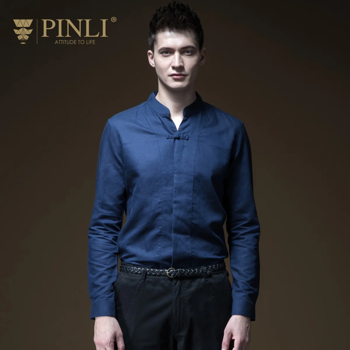 Camiseta Masculina, новая весенняя популярная мужская рубашка с длинными рукавами в китайском стиле, B191213029 - Цвет: Blue