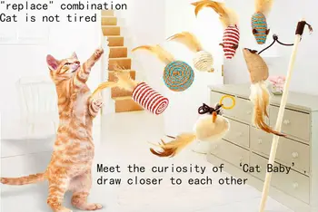 

Toy kitten blue cat funny stick feather kitten set cat full set of pet molar supplies