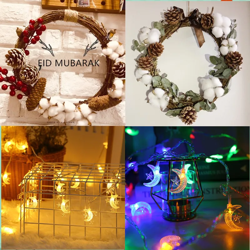 

Eid Mubarak Decor Garland Rattan Wreaths Easter Decorations for Home Ramadan and Eid Decoration Islam Rustic Wedding Decoration