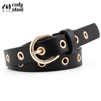 

Cody Steel 2019 Strap Belt Waist Ladies Hollow Rivets PU Leather Belt Female Slim Waistband Belt Apparel Woman Accessories