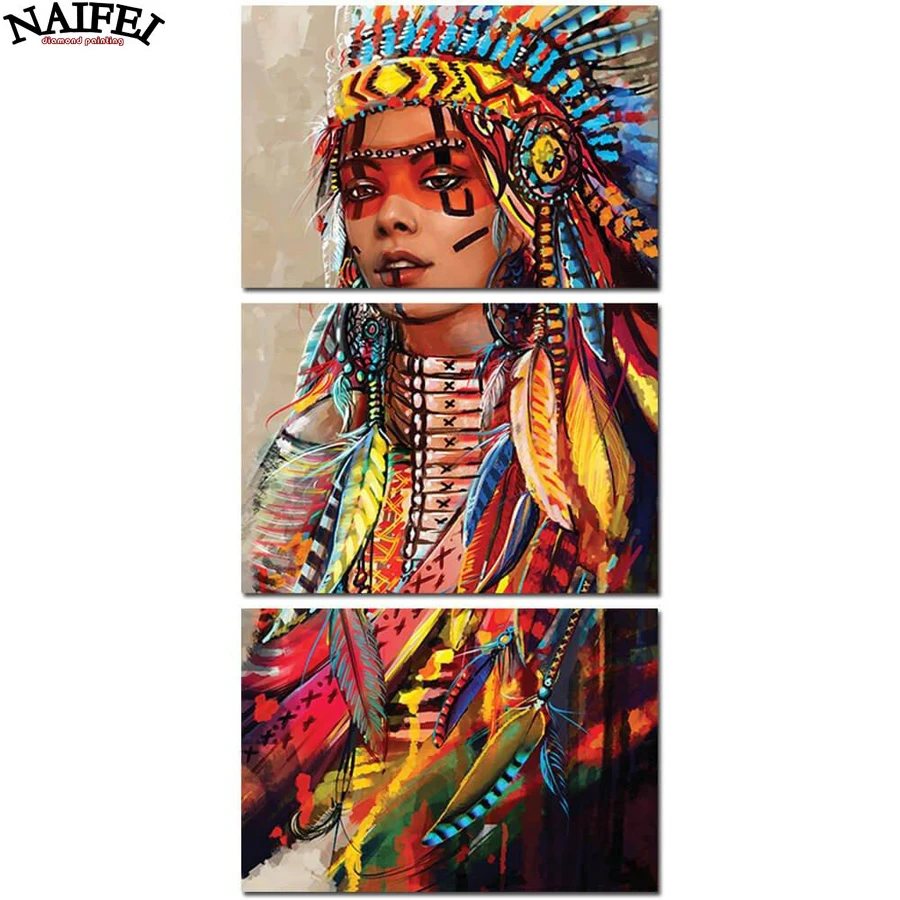 

Full Square Diamond 5D DIY Diamond Painting "3 pcs Indians feather" Embroidery Cross Stitch Rhinestone Mosaic Painting Decor