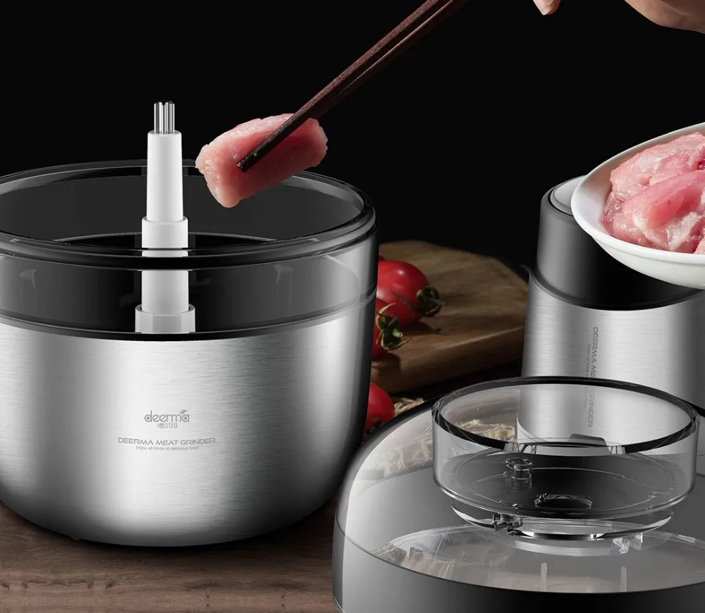 Original Xiaomi Deerma Stainless Steel Electric Meat Grinder Vegetable Fruit 1.8L Triple Shockproof