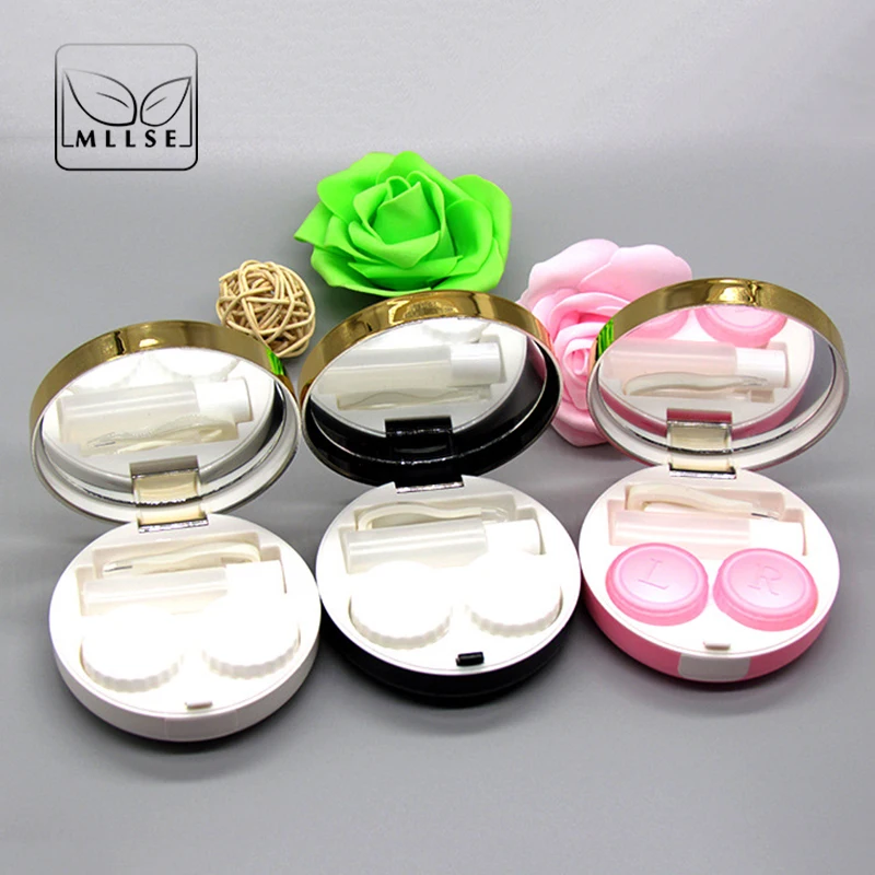 

MLLSE New Brand Round Solid Contact Lens Mate Box Women Men Personality Receiving Box Unisex Portable Contact Lens Case