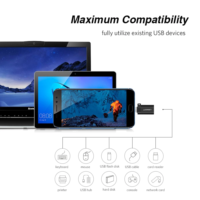 Ugreen адаптер usb type C к USB 3,0 type-C адаптер OTG Кабельные конвертеры для Chromebook Macbook huawei samsung S10 S9 USB C OTG