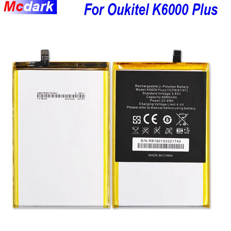 

For Oukitel K6000 plus Battery Batterie Bateria Accumulator 6080mAh High Capacity