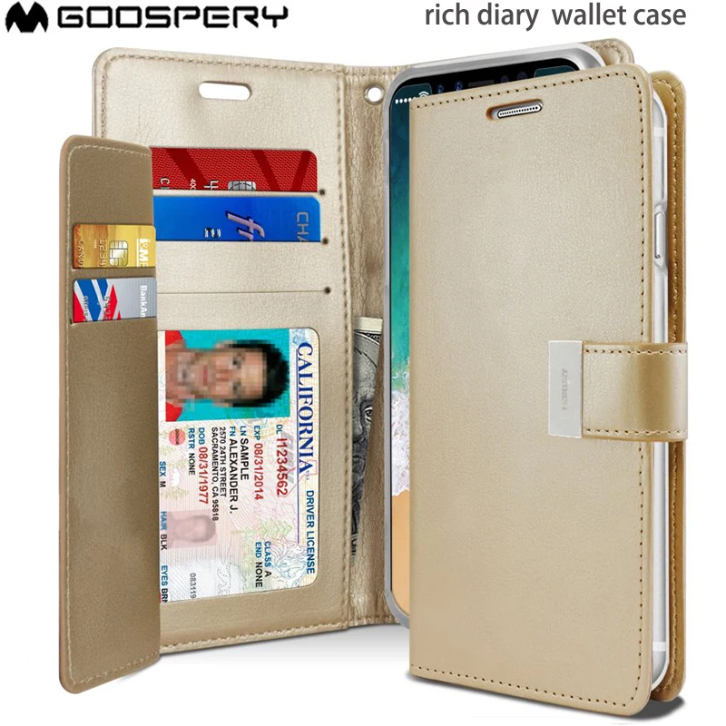 Genuine MERCURY Goospery Rich Diary Flip Case Card Slot Money Holder