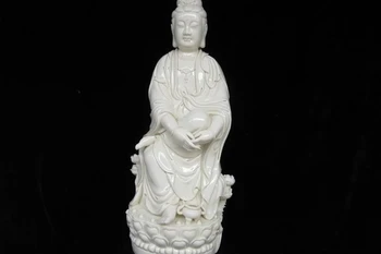 

China Folk De Hua White porcelain lotus flower Sit freedom Bodhisattva Kwan-Yin