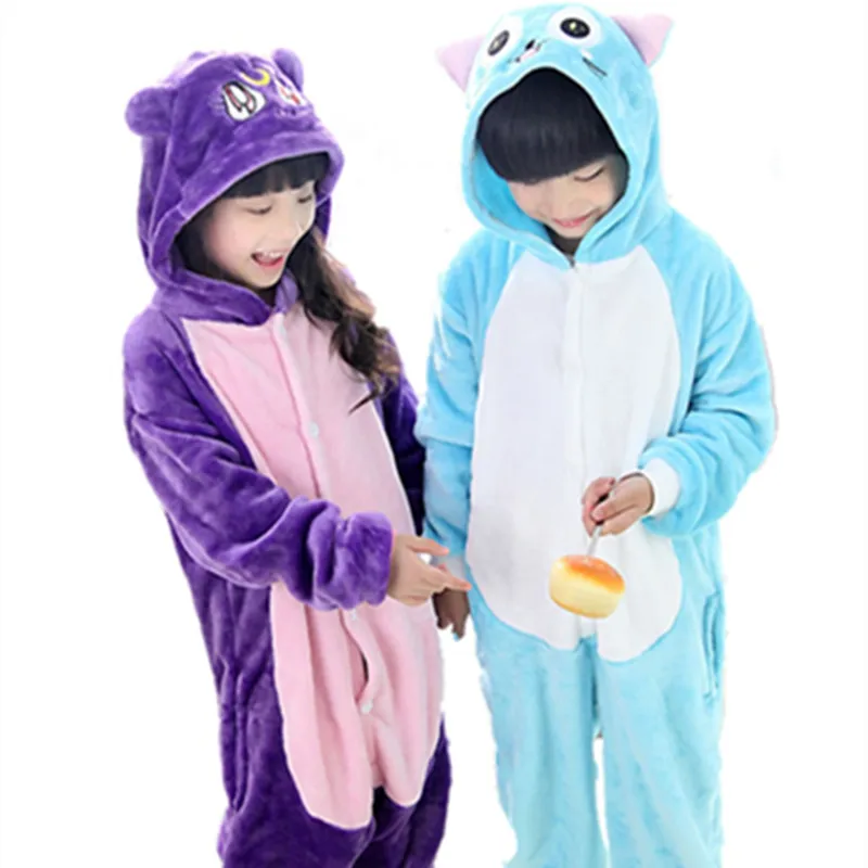 

Sailor Mon Diana Cat Onesie Jumpsuit Children Kids Luna cat Pajamas Happy Cat Cosplay Costume Purple Cat Kids Unisex Rompers