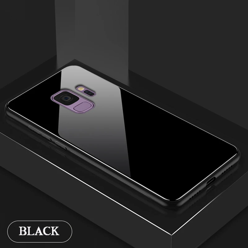 Чехол KaiNuEn, чехол, чехол для samsung galaxy A50 A10 A40 A70 M10 M20, жесткие Противоударные Защитные чехлы с закаленным стеклом - Цвет: Black