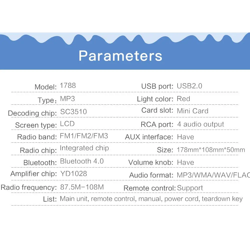 Bluetooth 1 DIN стерео аудио FM Aux вход приемник SD USB MP3 радио Автомобильный плеер