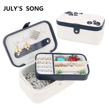 

JULY'S SONG Four-leaf Lucky Clover Pattern Storage Box Jewelry Container Case Handmade DIY Portable Jewelry Display Organizer