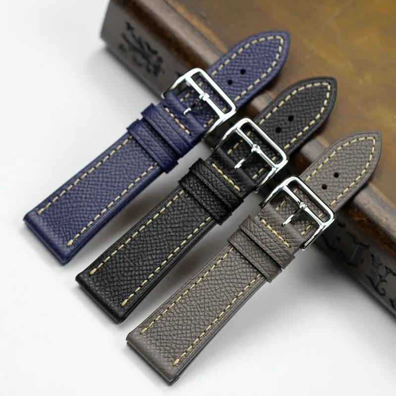 Пасторальный кожаный ремешок ручной работы 22 мм 24 мм черный синий серый кожаный ремешок с пряжкой H ремешок для часов мужские аксессуары для часов
