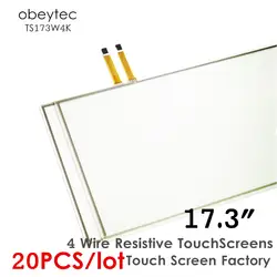 20 шт.! Obeytec 17,3 "TFT монитор сенсорный экран, резистивная сенсорная панель 4 провода, TS173W4K (337*270 мм)