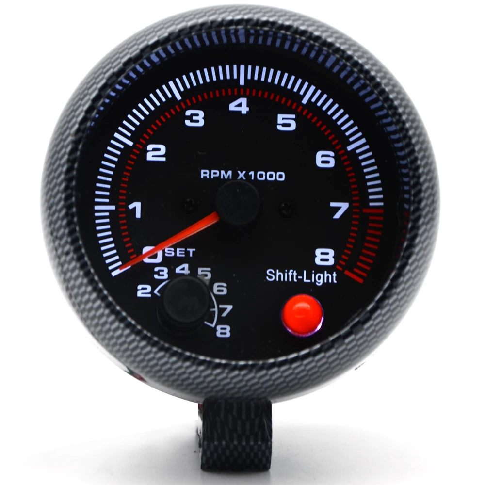 3.75" 95mm Carbon Electrical Tachometer RPM Gauge With Internal Shift