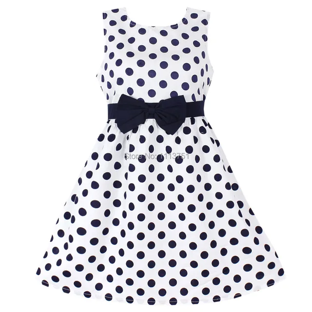 shybobbi new fashion girls dresses blue dot cotton sundress party toddler clothes size
