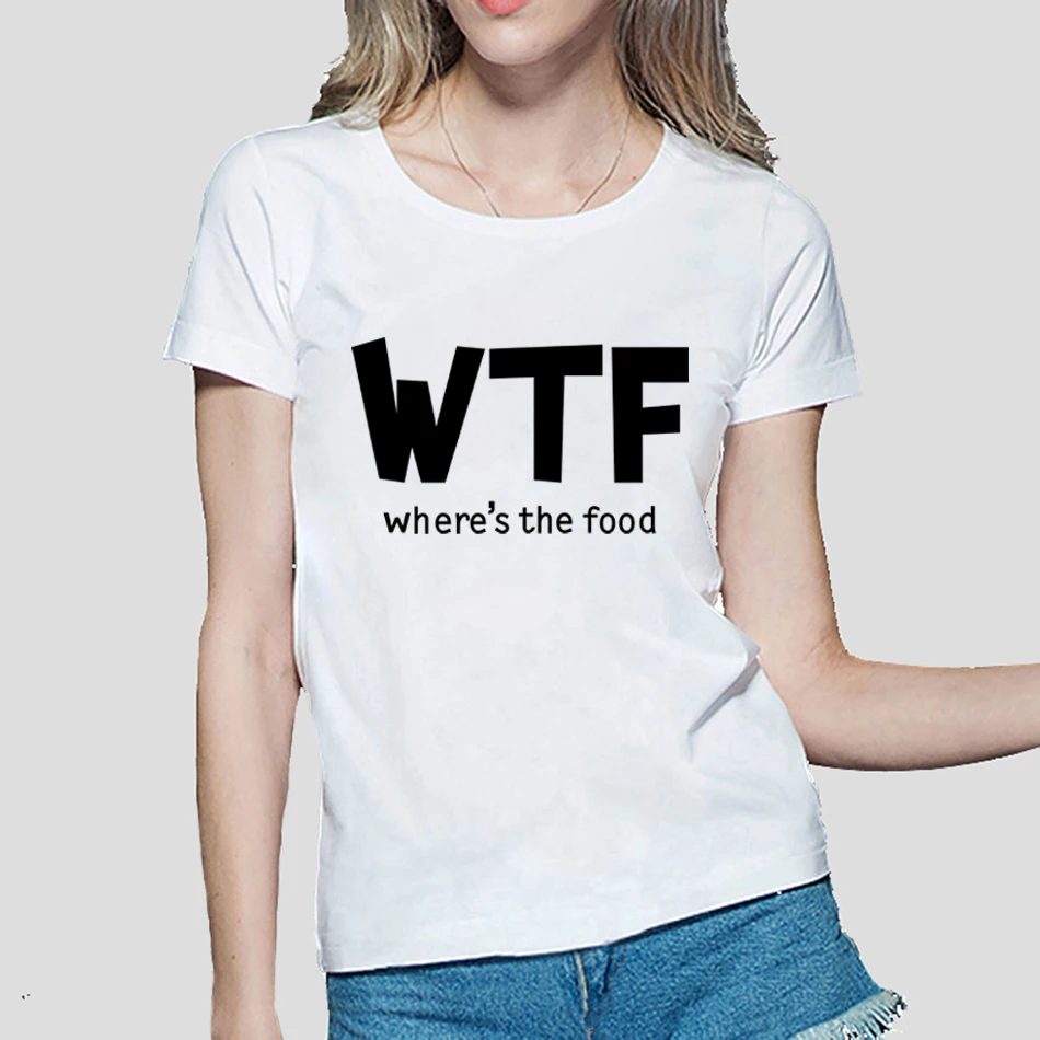 

2019 funny WTF women tshirt Where's the food print cotton slim tops tees harajuku punk fashion brand korean kawaii t-shirt femme