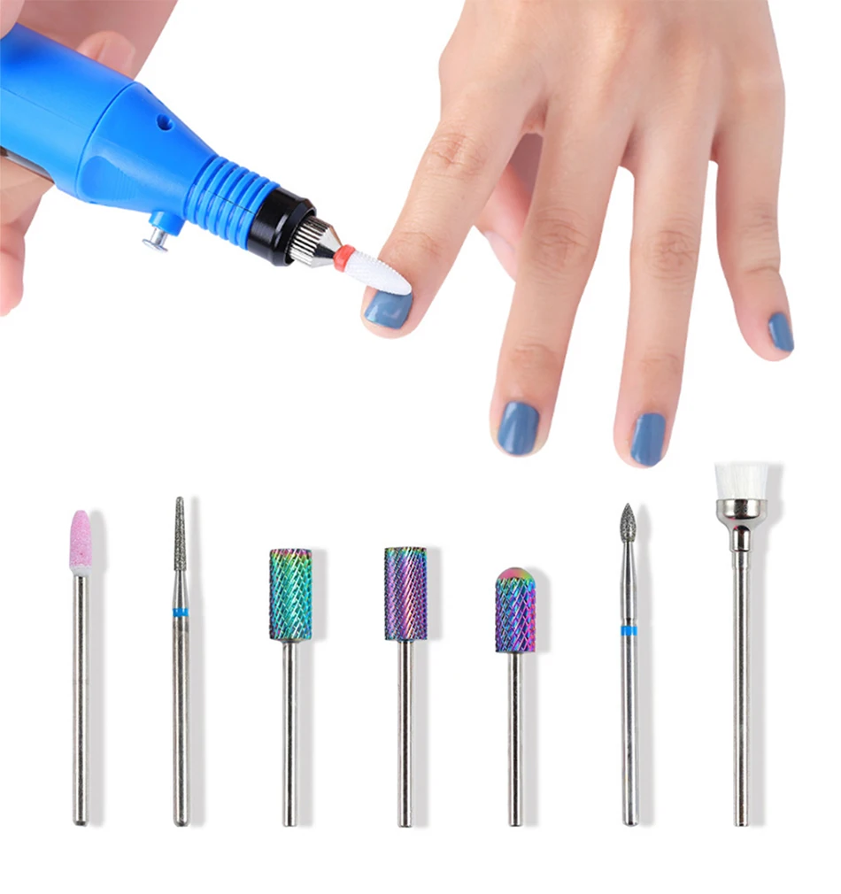 7 типов керамический сверло для ногтей, маникюрный аппарат, аксессуары, вращающиеся электрические пилки для ногтей, маникюрный резак, фрезерные инструменты для ногтей