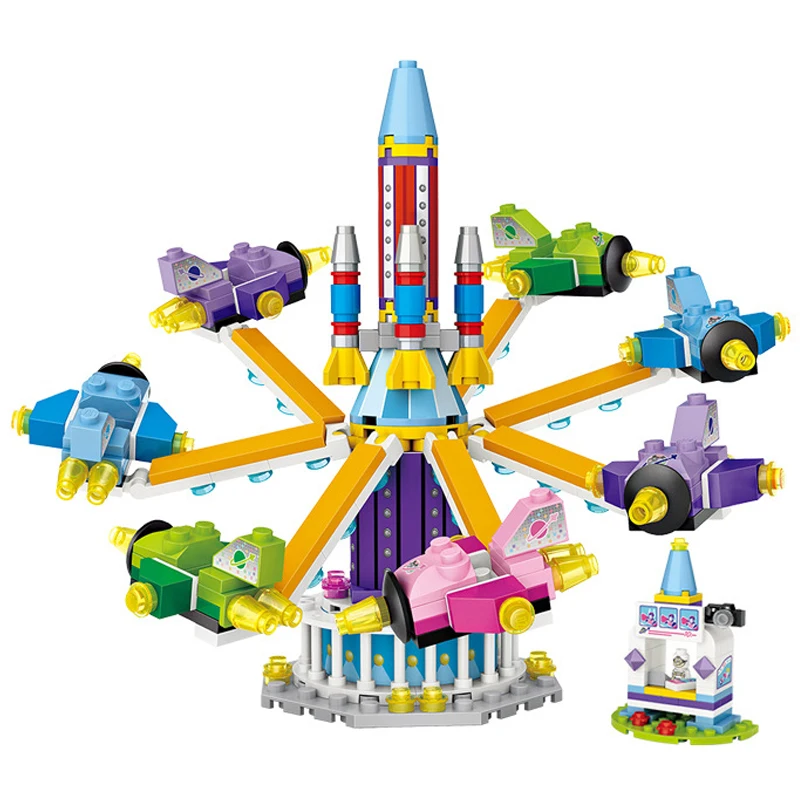 

Mini Playground Architecture Street View Model Building Blocks Building Ferris Wheel Carousel Model Set Bricks Toy For Children