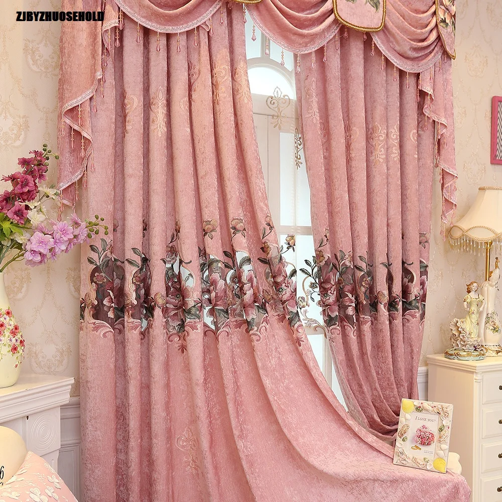 

Simple Curtains for Living Dining Room Bedroom Pastoral Style Embroidered Half Blackout Curtains European Jacquard