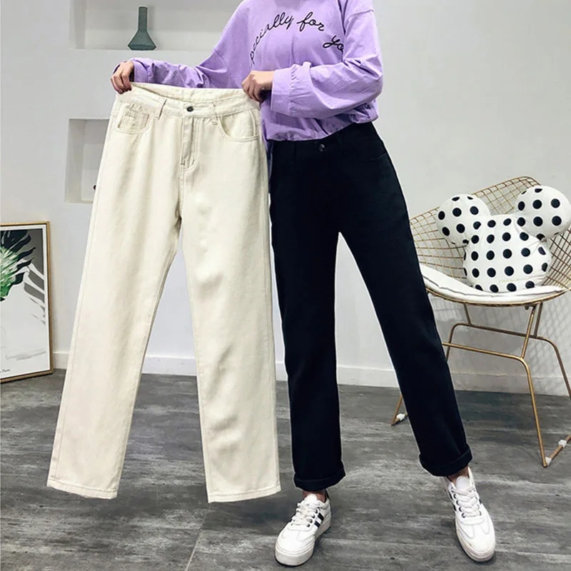 jeans woman plus size black beige green mom jeans high waisted boyfriend jeans for women Straight Casual Cotton 2019 fashion jeans woman plus size black beige green mom jeans high waisted boyfriend jeans for women Straight Casual Cotton 2019 fashion