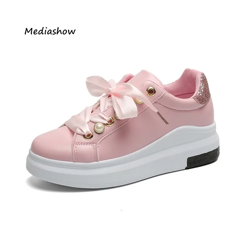 

2019 Autumn Fashion casual shoes women Platform Shoes female Trainers Gold white pink shoes tenis feminino