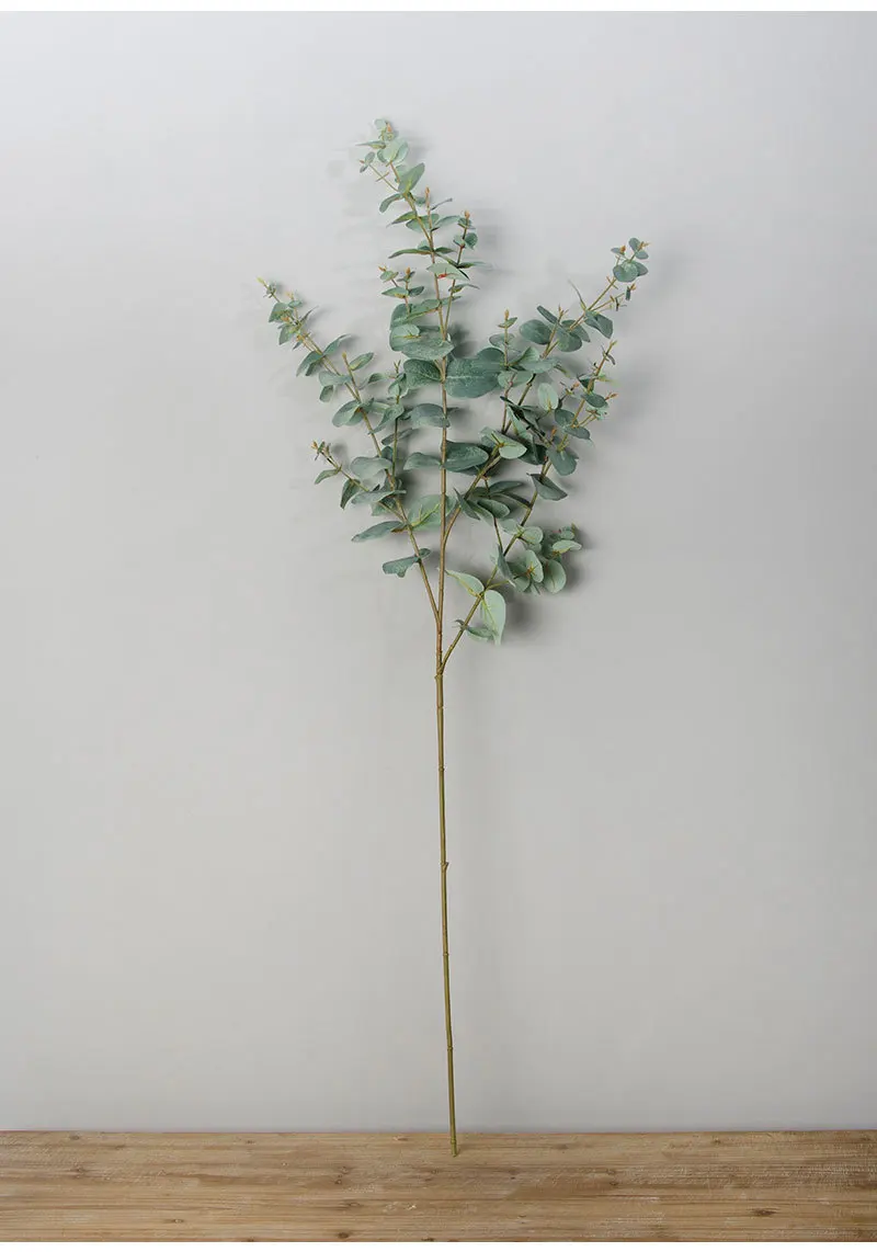 Flone European Artificial Banyan Tree Leaves Gold Money Leaves Eucalyptus Leaves Fake Plant Flowers Branch Home Decor Plant  (9)