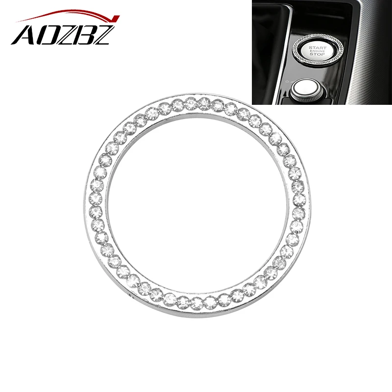 

AOZBZ Fashion Crystal Rhinestone Decor Car Engine Start Key Ring Start Stop Ignition Button Sticky Ring