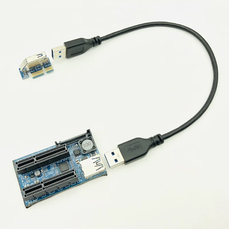 Добавить на карту PCIE Riser Card Adapter PCI Express USB 3,0 Raiser Riser PCI-E расширитель PCIE X1 на два порта PCI E X4 Плата расширения