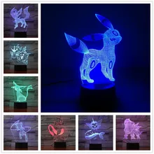 Pokemon Umbreon 7 цветов лампа 3d визуальные светодиодные ночники дети сенсорный Usb настольная лампа Пикачу ребенок Покемон го фигурка