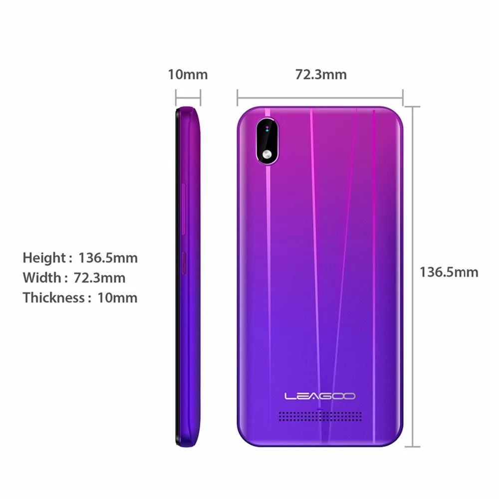 Мобильный телефон LEAGOO Z10, 5,0 дюймов, 18:9, полный экран, Android 8,0, 1 ГБ ОЗУ, 8 Гб ПЗУ, четырехъядерный процессор MT6580, 2000 мАч, камера, две sim-карты, 3G, смартфон