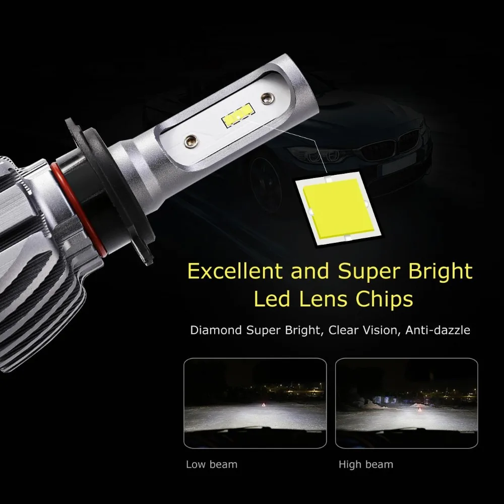 Oslamp H7 Автомобильный светодиодный фары для авто светильник 50 Вт 8000lm 6500 к с чипом CSP