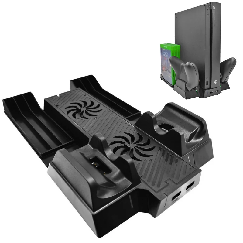 

Vertical Cooling Stand Cooler Fan for Xbox One X , Controller Charger with 2 HUB Port Discs Storage for Xbox one X Console ONEX