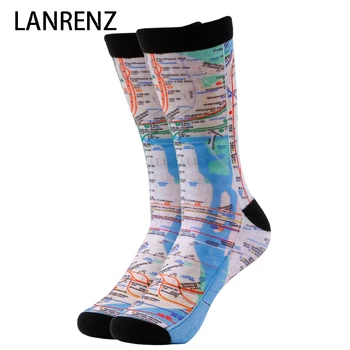 

2020 Creative map printing Men and women fashion Funny socks 3d printed socks 200 knitting oil painting compression socks